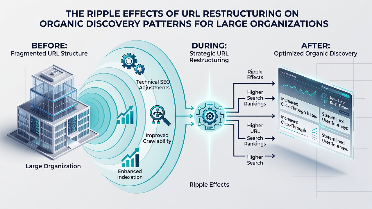 Chart showing traffic recovery curves after enterprise URL restructuring initiatives